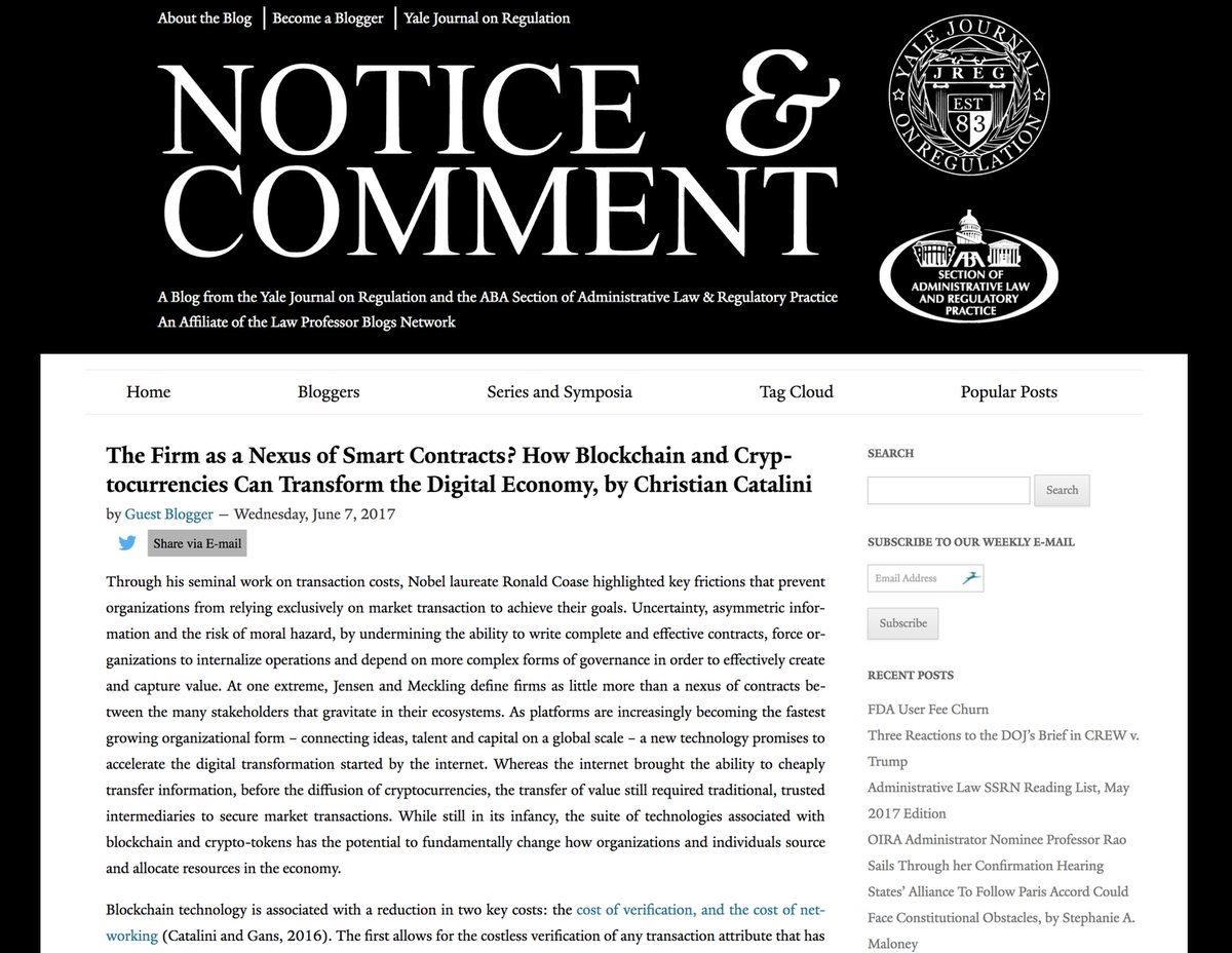 The article on the Yale Journal on Regulation's Notice & Comment blog